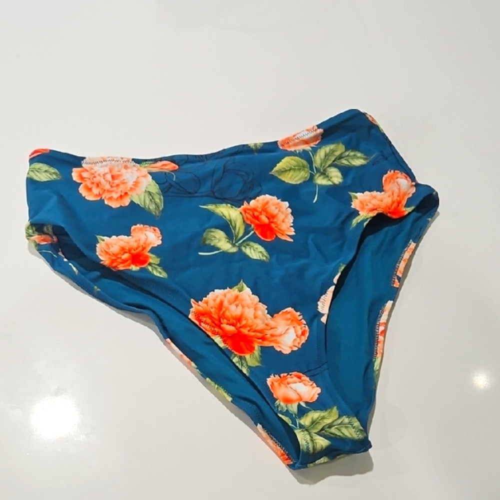 Cupshe Teal Floral Bikini Bottom. Sz Xl  Nwt